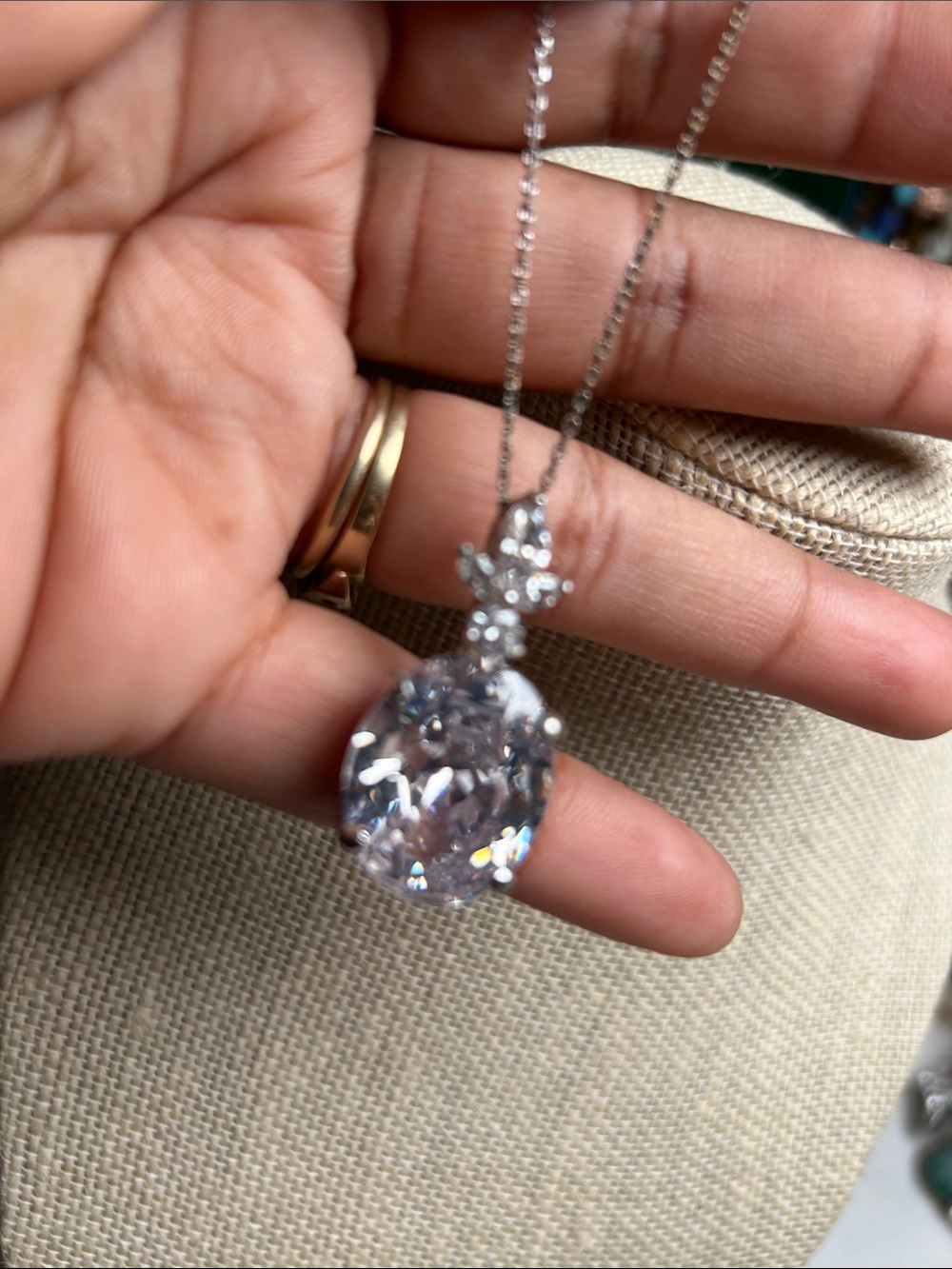 Silver-Tone Clear zirconia Pendant Necklace - Elegant Women's Jewelry